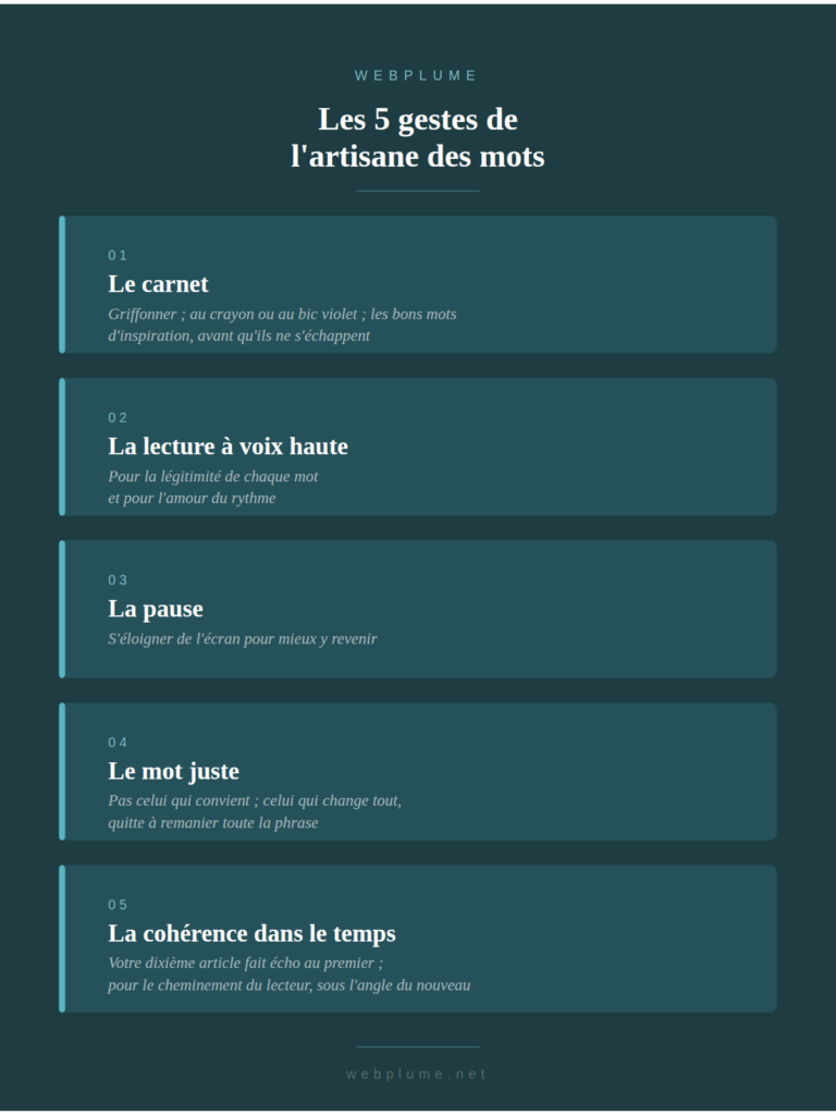 infographie 5 gestes artisane webplume